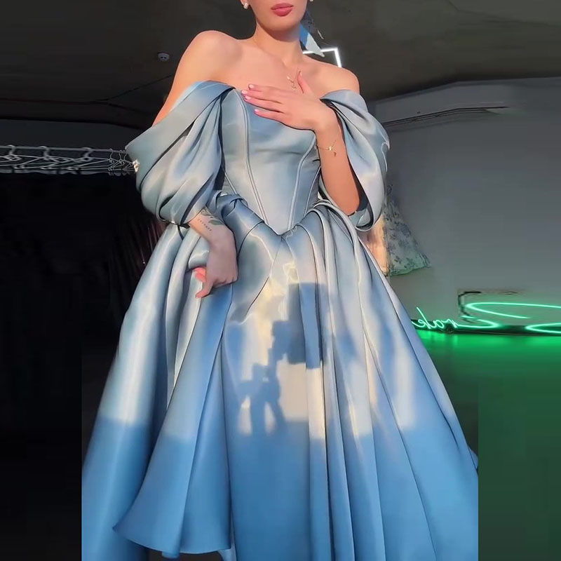 Robe de soirée élégante en satin à épaules dénudées pour femme, taille haute, sexy, sans bretelles, dos nu, coupe ajustée, couleur unie