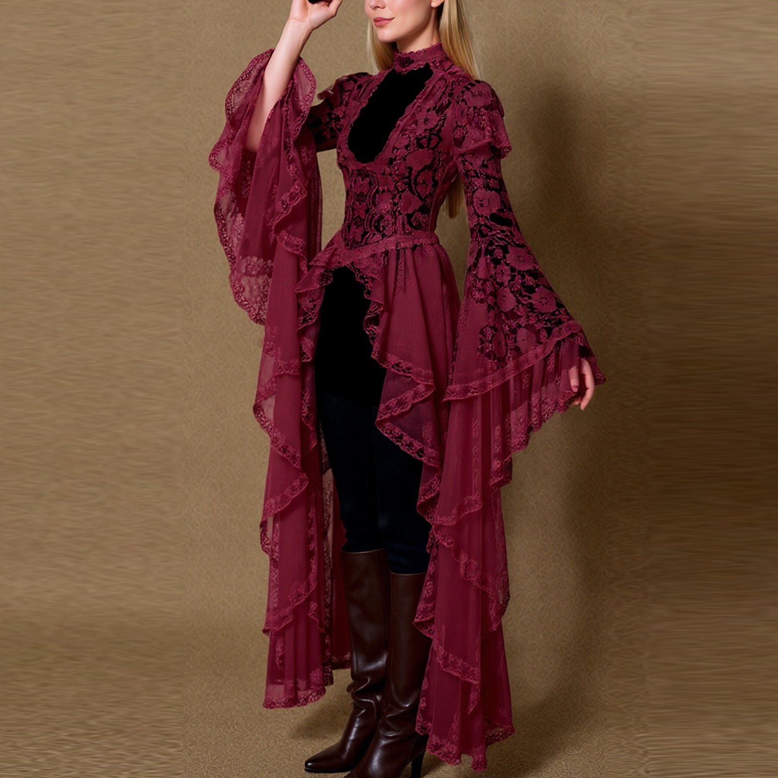 Robe décontractée à manches évasées pour femmes, rétro, cour médiévale, robes de soirée longues irrégulières, Costumes d'halloween
