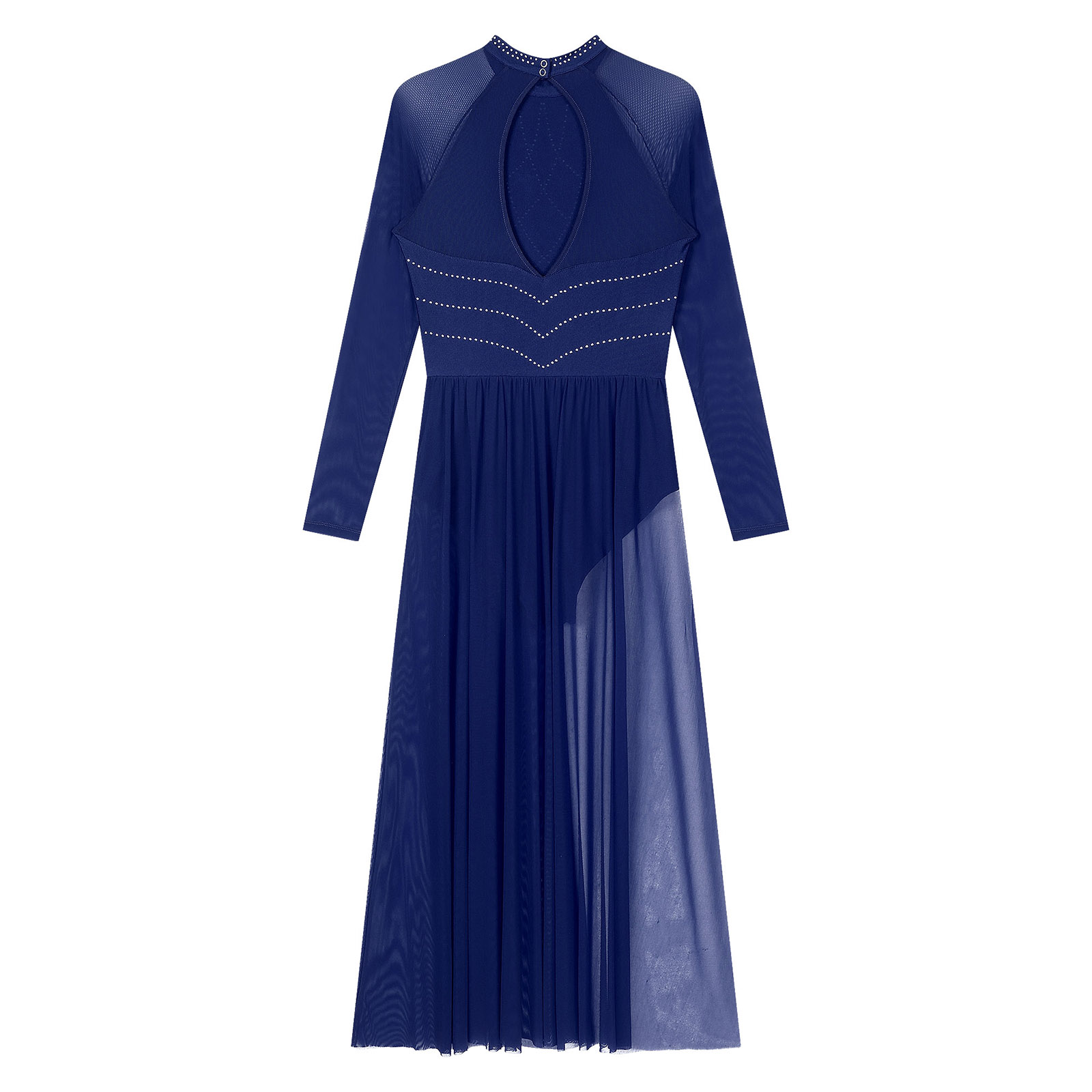 Robe de spectacle de danse lyrique moderne pour femmes, justaucorps de Ballet, gymnastique, patinage, manches longues, strass, maille transparente, vêtements de danse