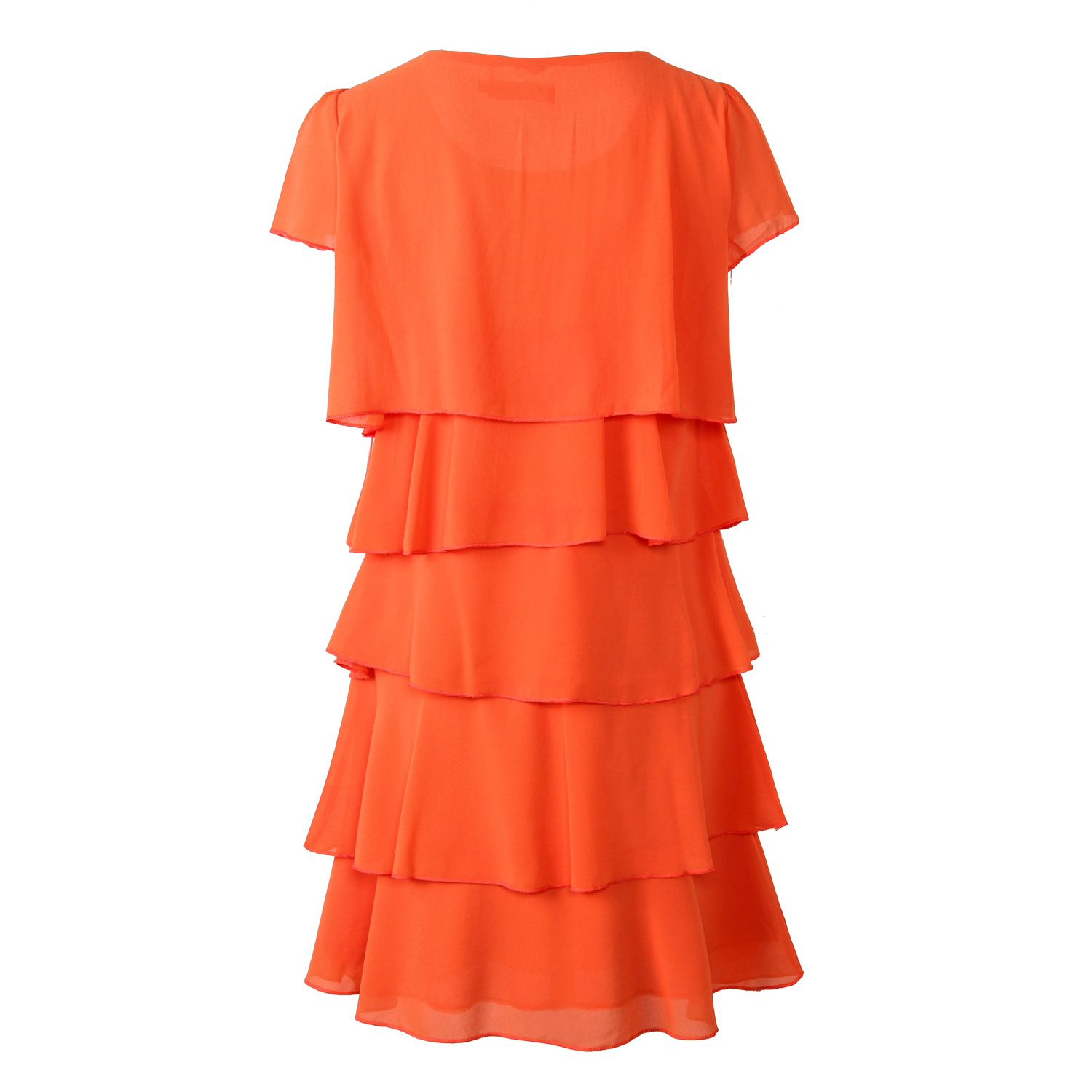 Robe en mousseline de soie pour femmes, élégante, décontractée, manches courtes, col rond, à volants, robes de gâteau, nouvelle collection