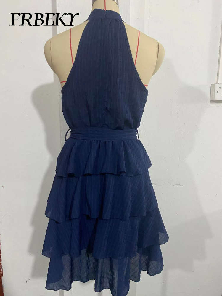Robe à volants en fibre patchwork pour femmes, robes de soirée, robes d'été élégantes, nouveau, 2024