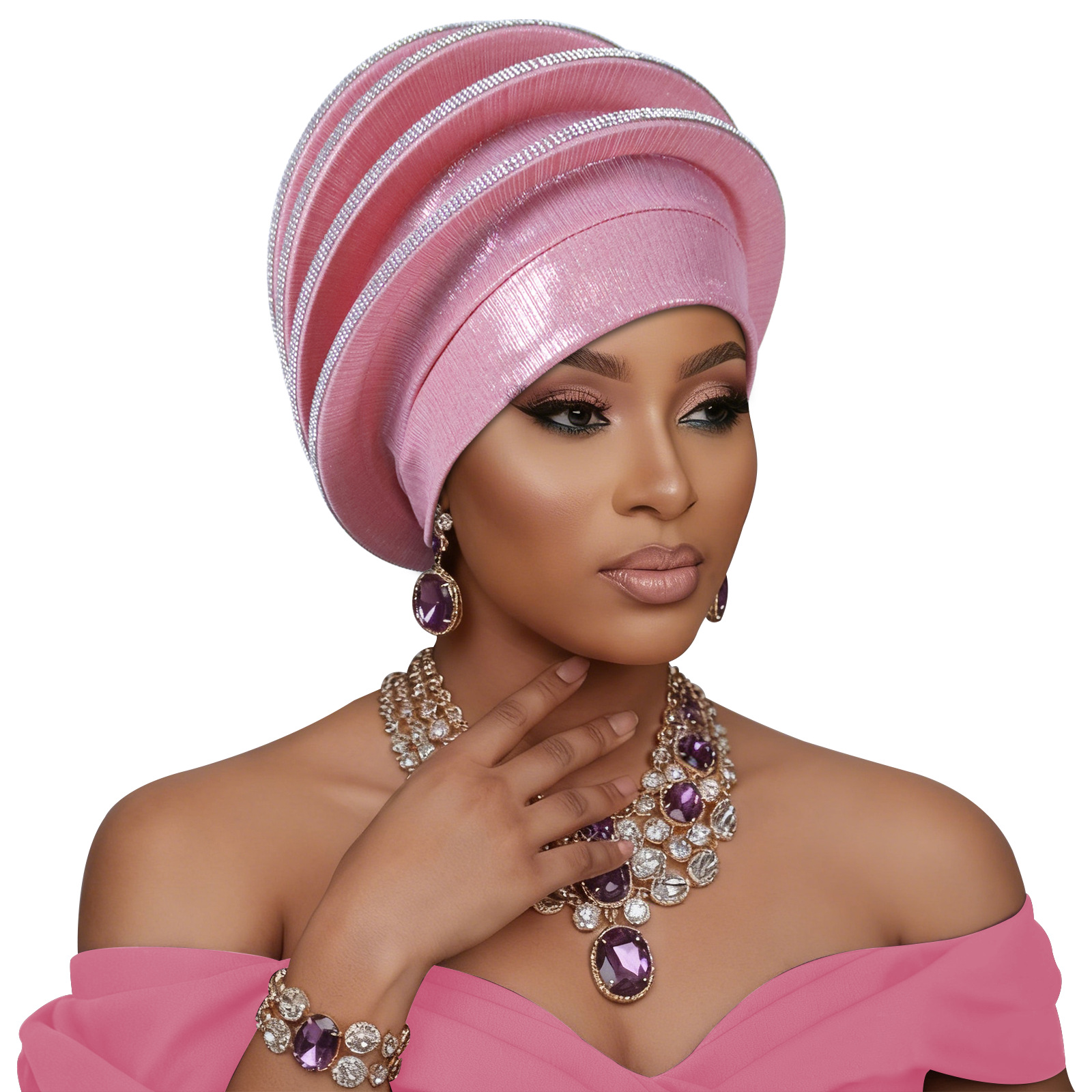 Nouveauté : Bonnets Turban Beret en Diamants pour Femmes, Auto-Gele Africain, Bonnets Féminins Multi-couches, Coiffes Nigérianes, Bonnets Indiens