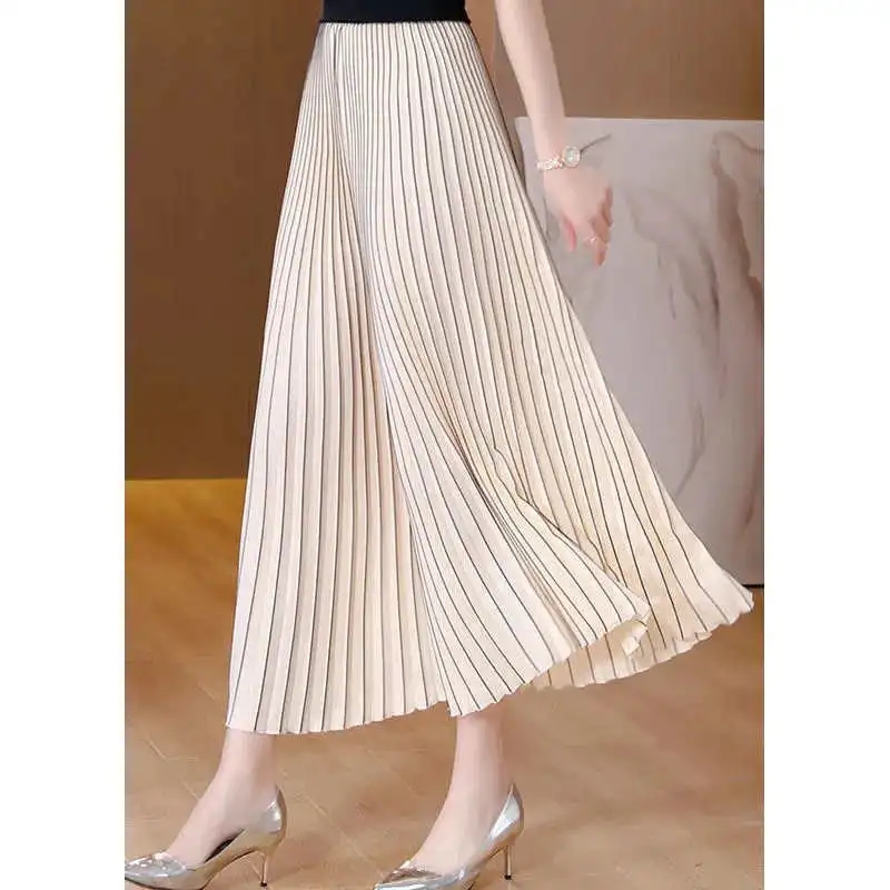 Pantalon à jambes larges pour femmes, ample, Version coréenne, loisirs, plissé, élégant, droit, printemps été, 2025