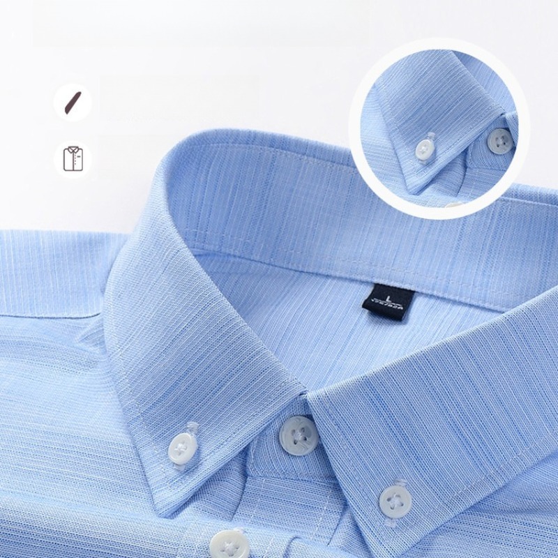 Chemise à manches longues pour homme, couleur unie, en lin, coton slub et lyocell, respirante, soin de la peau, chemises formelles et décontractées
