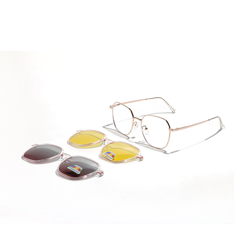 Lunettes de myopie élégantes en métal 3 en 1 avec clip solaire polarisé, pour hommes et femmes, verres sur mesure anti-lumière bleue -1 -2