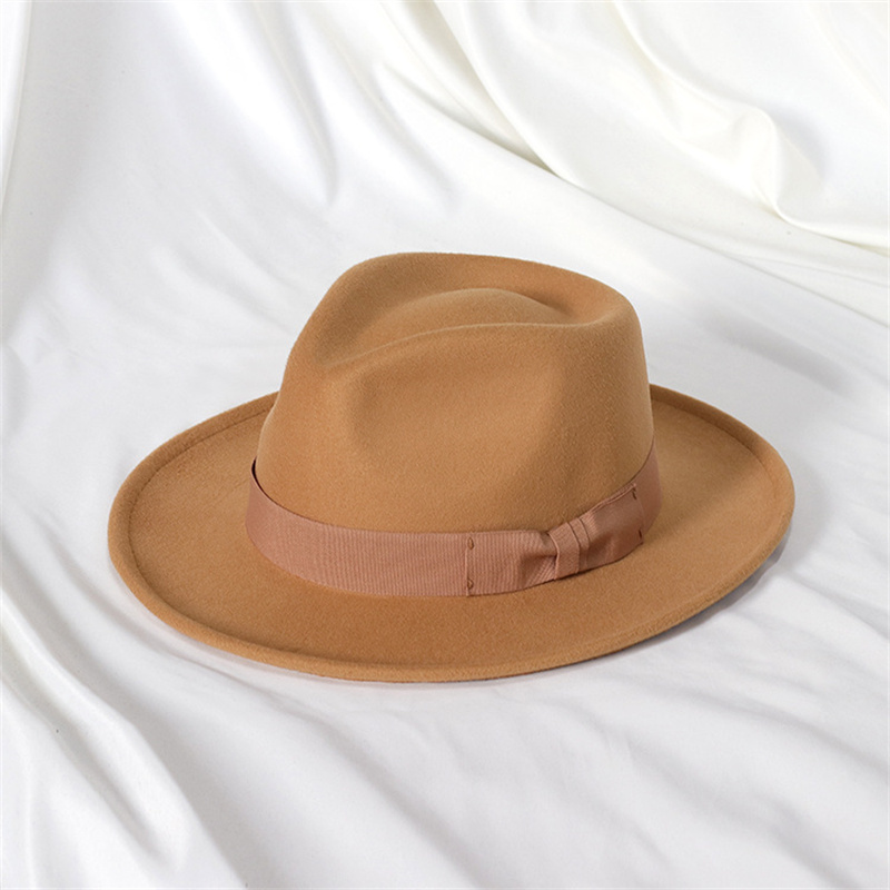 Chapeau Fedora en feutre avec nœud en forme de cœur, petit bord relevé, chapeau haut de forme vintage pour homme, chapeau de jazz, gorras para hombres