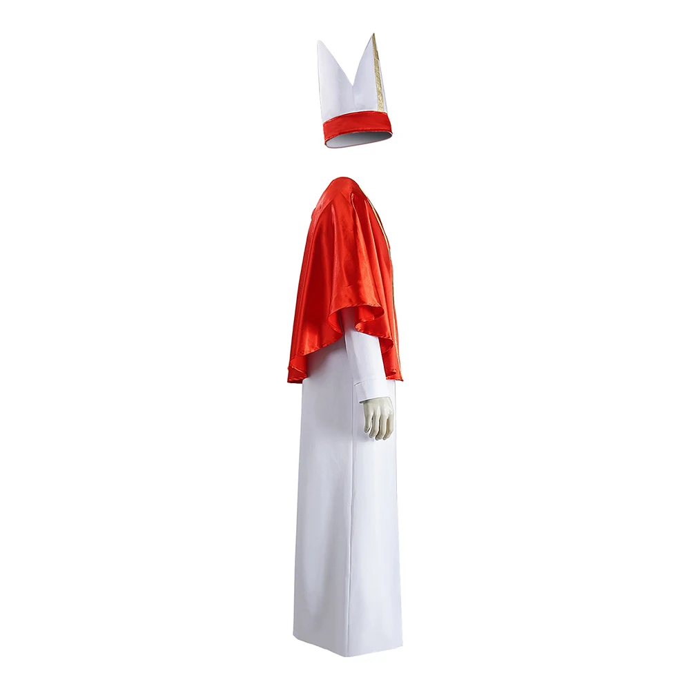 Costume de Prêtre Rétro pour Hommes Adultes, Robe Médiévale de Pape, Cape et Chapeau de Pasteur, Tenue de Fête d'Halloween et de Carnaval