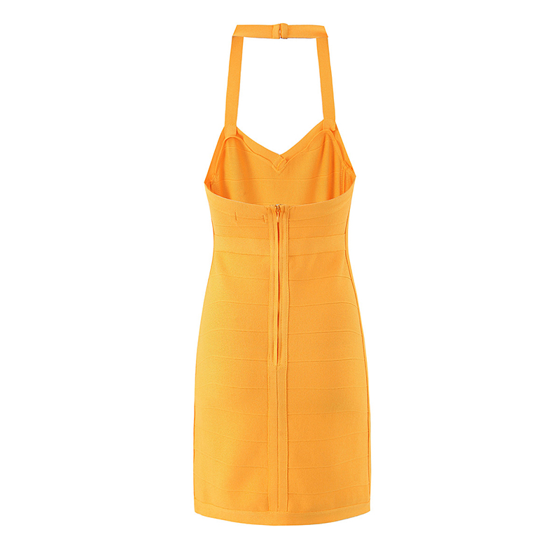 YENKYE Sexy élégant licou Mini robes en tricot femmes mode dos nu moulante Club Robe de soirée automne Robe