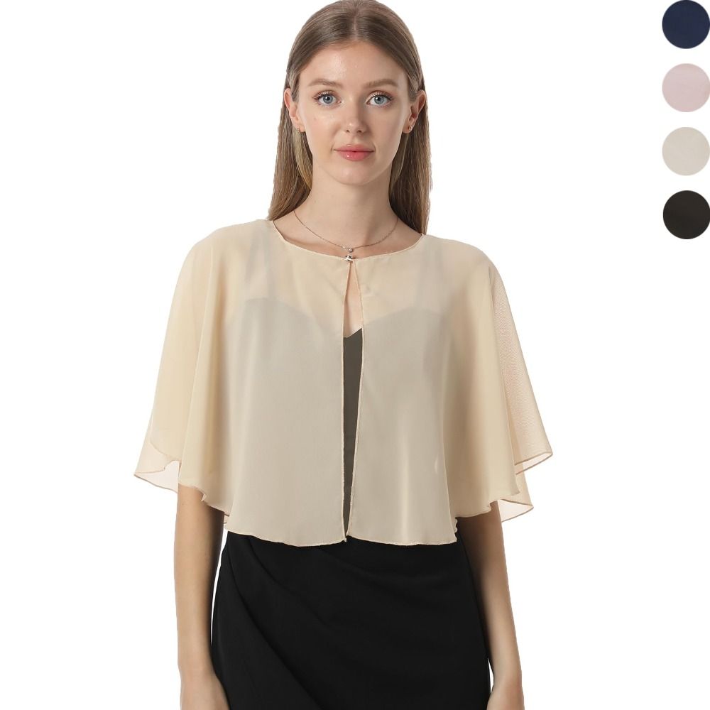Capelet en mousseline transparente tendance, design léger, style élégant, pour robes de soirée, cape de mariage, cérémonie de mariage
