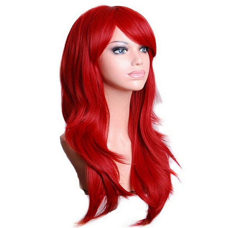 Perruque de Cosplay synthétique longue ondulée, résistante à la chaleur, pour femmes, jaune, rose, rouge, blond foncé, Anime de noël
