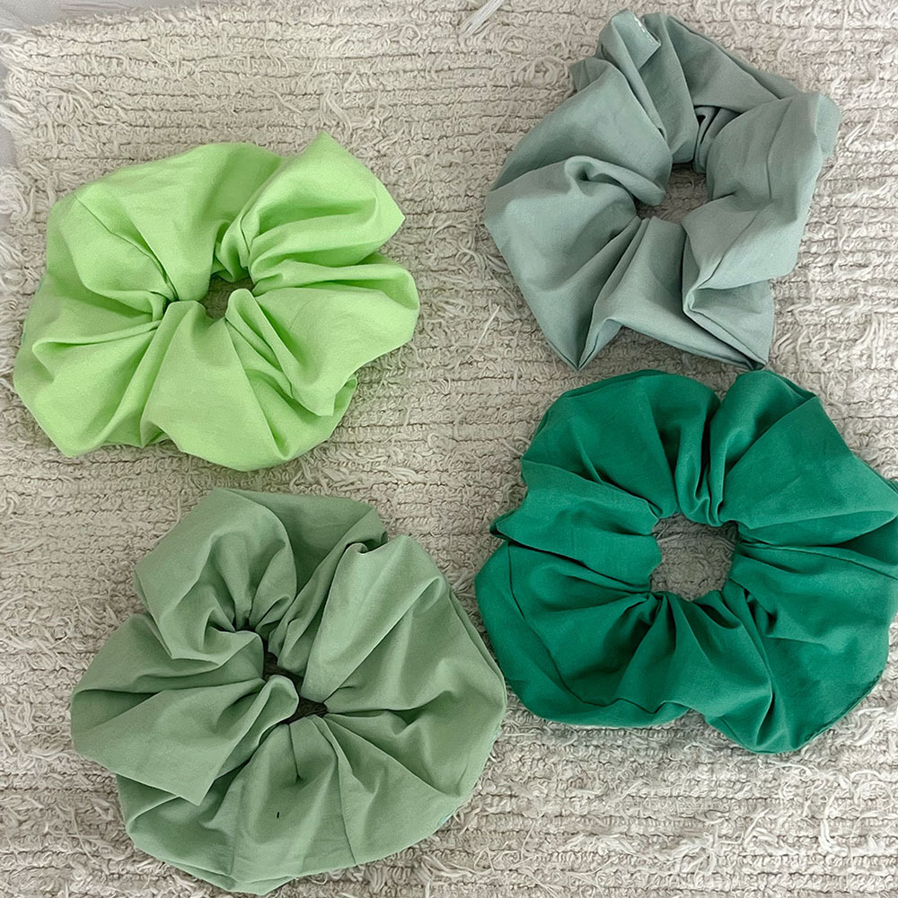 Chouchous et bandeaux de printemps pour femmes, en coton respirant, couleur vert dégradé, accessoires pour cheveux et queues de cheval