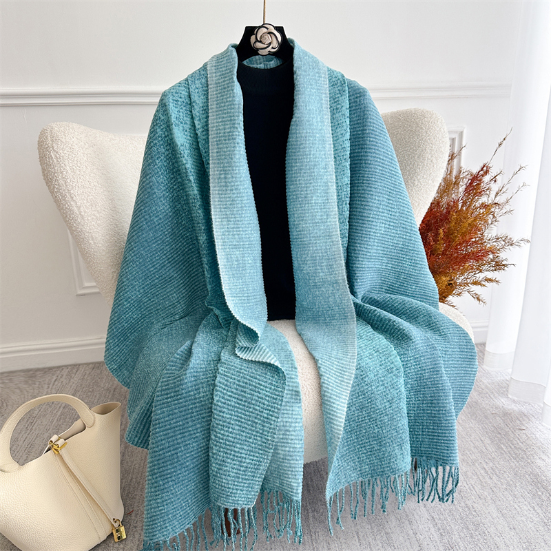 Écharpe de luxe en cachemire uni bleu pour femmes, couverture chaude et épaisse, châle enveloppant, Pashmina, Bufanda, Poncho, hiver