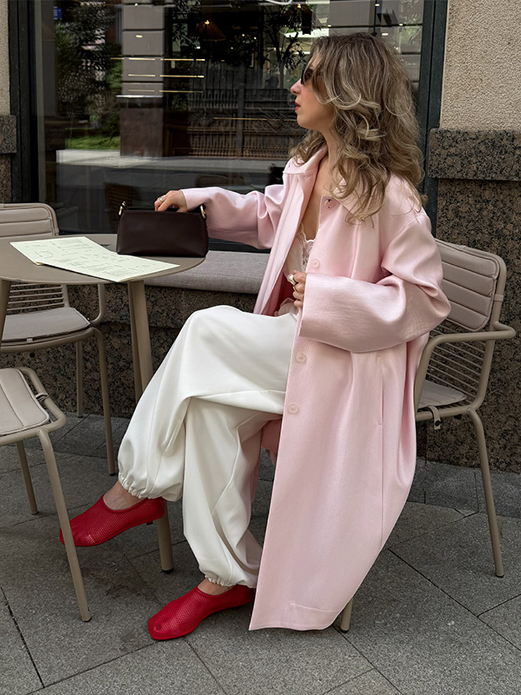 Manteaux longs décontractés en satin pour femme, à revers, simple boutonnage, manches longues, coupe ample, coupe-vent, nouvelle mode automne 2026
