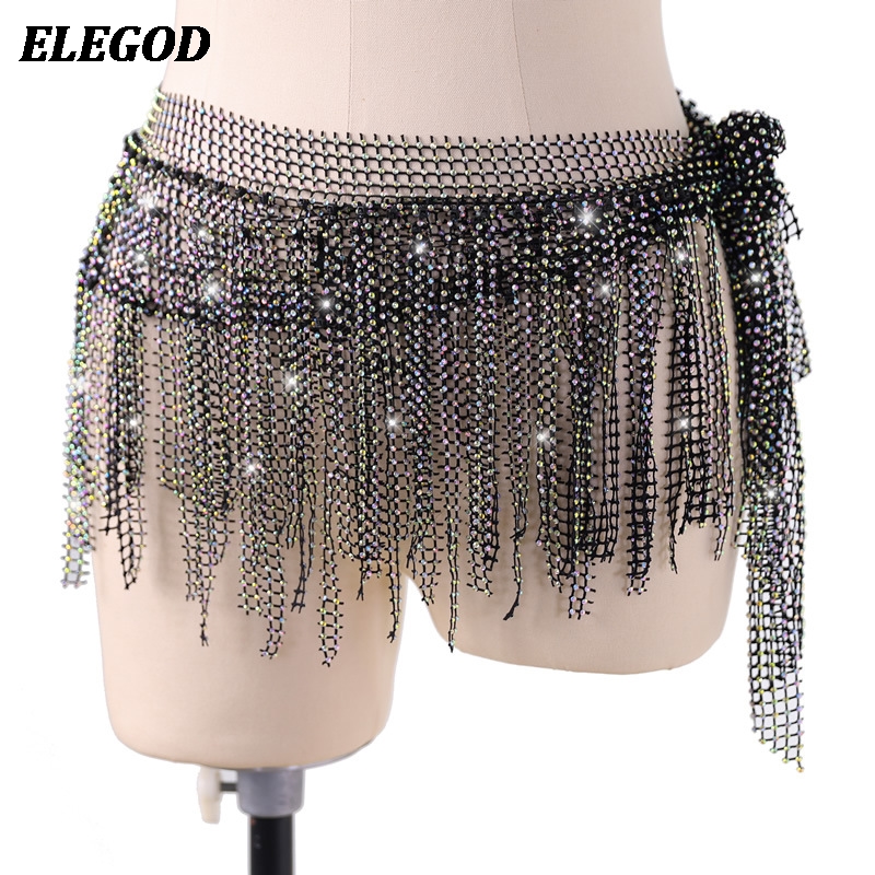 Chaînes de taille de danse du ventre brillantes pour femmes, accessoires de Costume de danse orientale indienne, pompon multicouche, jupes écharpe de hanche