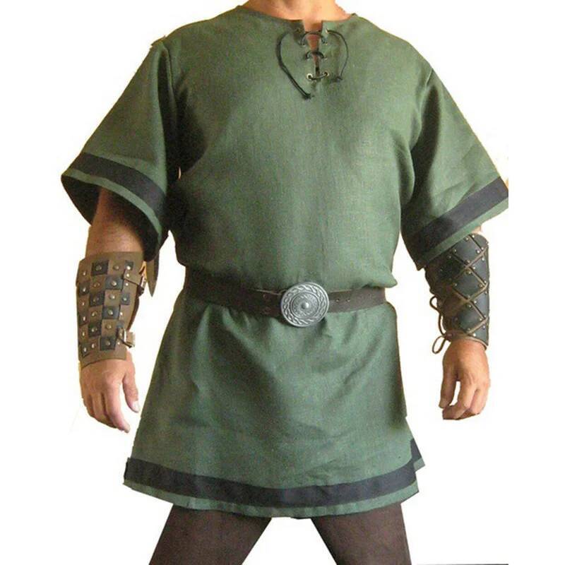 Cosplay 2022 Hommes Médiéval Vintage Renaissance Viking Guerrier Chevalier Costume Hommes Nordique Armée Pirate Tunique Chemise Hauts Renaissance