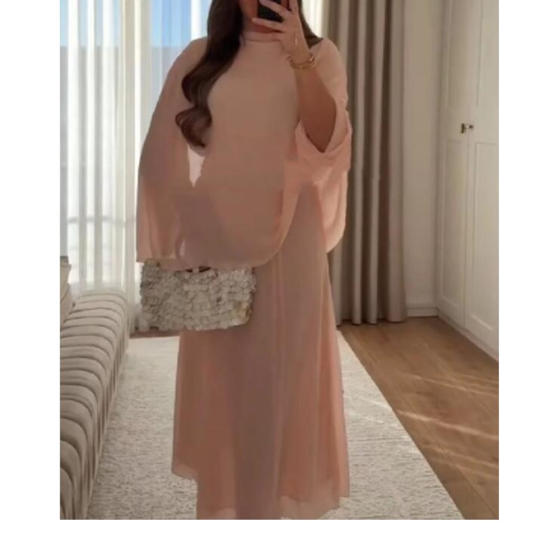 Robe châle pour femmes, mode printemps-été, col rond, manches longues, robe ample et fluide, robes longues élégantes pour femmes