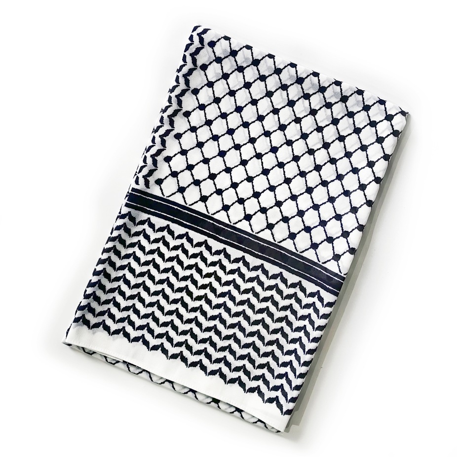 Châle Musulman en Mousseline de Soie Imprimé, Hijab Arabe du Moyen-Orient, Keffiyeh, Palestine, 180x70cm