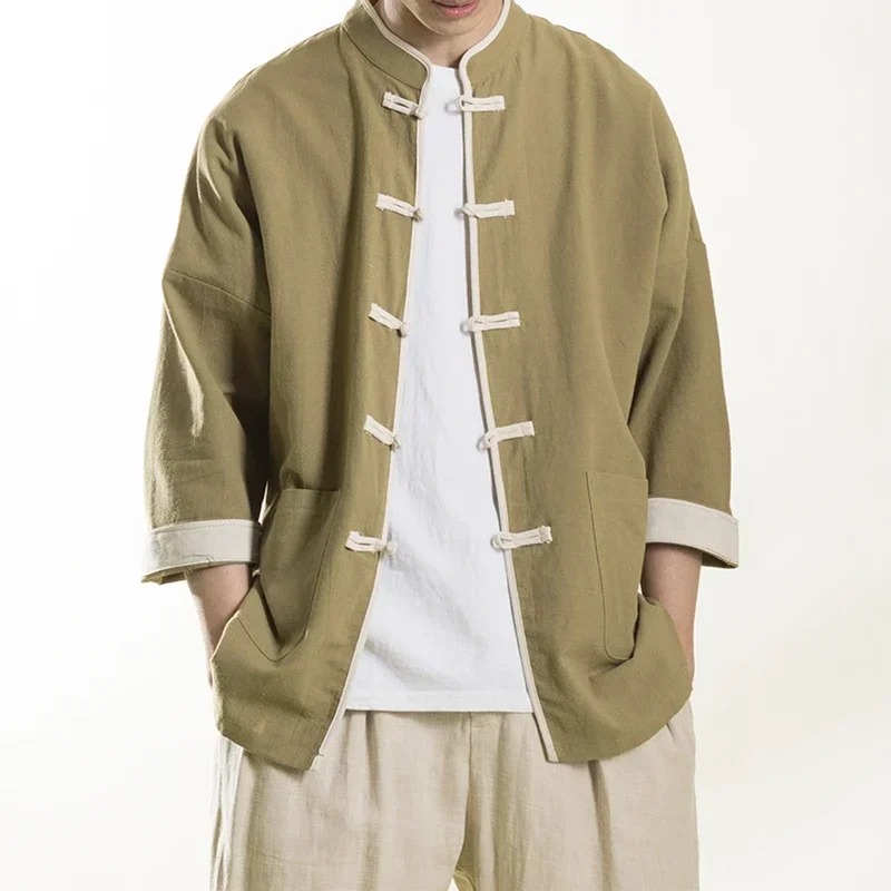 Robe Traditionnelle Alberoise en Coton pour Homme, Chemise Ligne, Vêtements Décontractés, Mince, Manteau Vintage Trempé, Y-Tang, Grande Taille, Printemps Été 2024