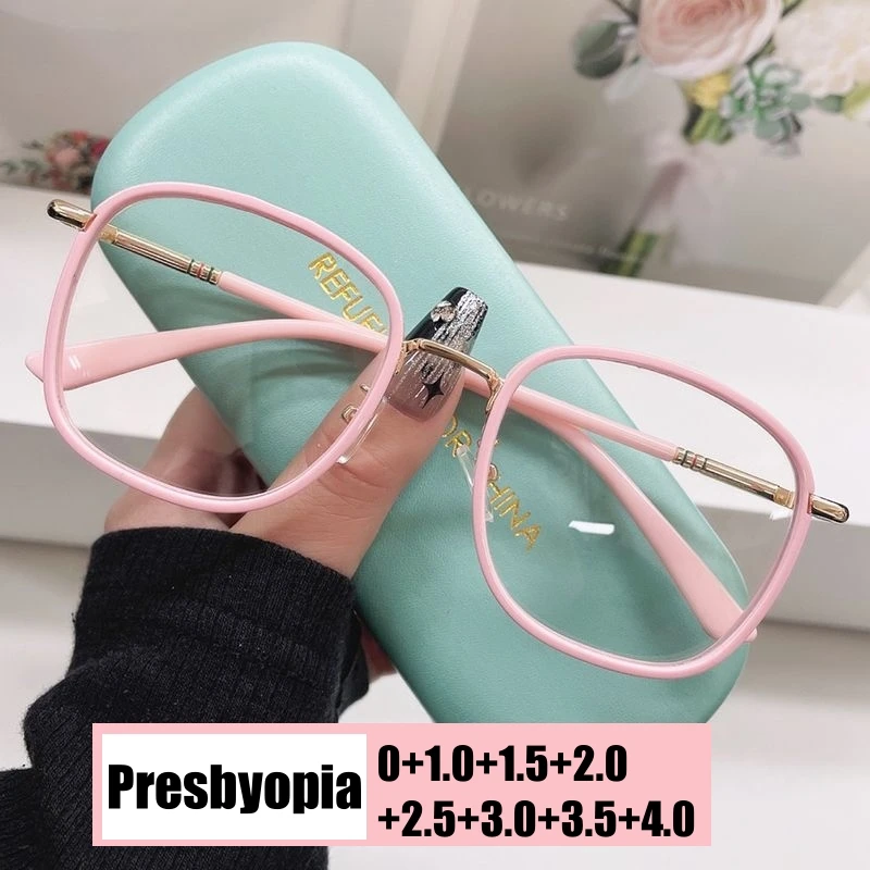 Lunettes de lecture surdimensionnées pour femmes, unisexe, mode carrée, blocage de la lumière bleue, presbytie, luxe rétro, vue lointaine