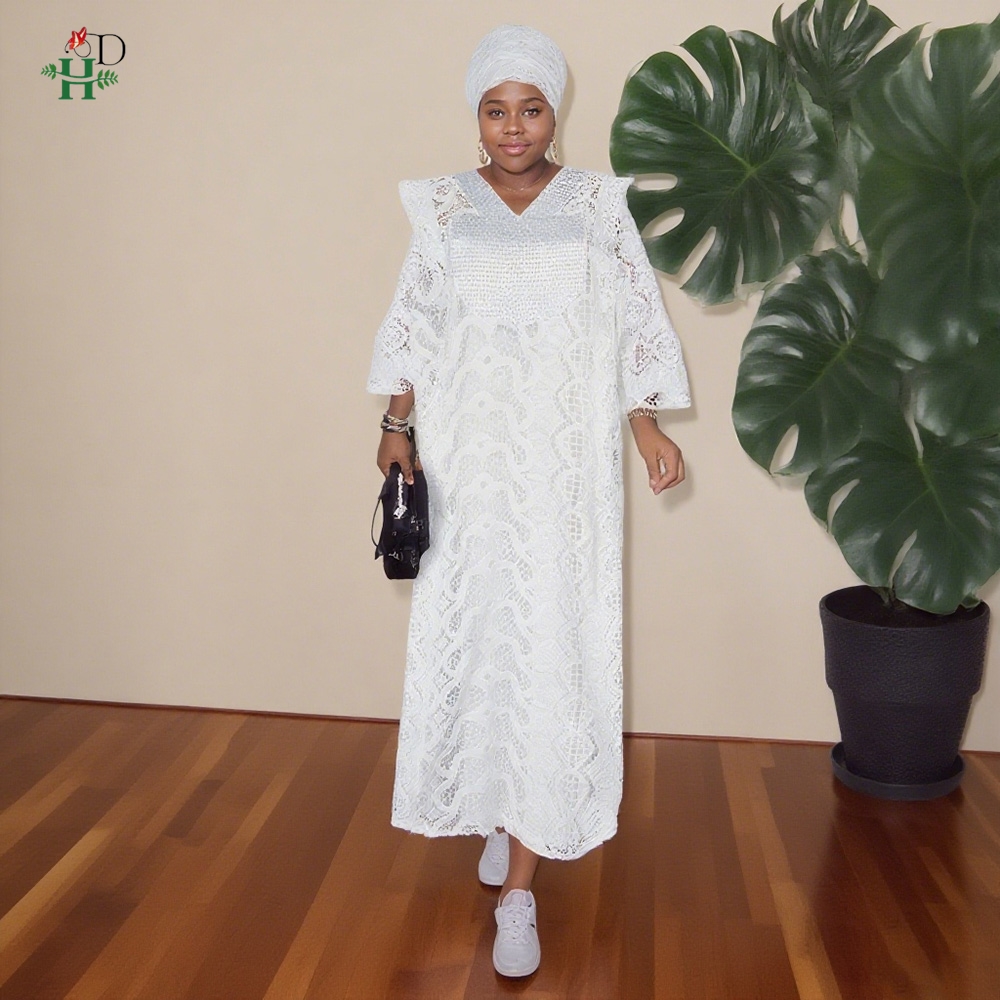 2025 nouvelle robe africaine grande taille pour les femmes élégant dubaï turquie vêtements de fête de mariage 2 pièces robe église dentelle blanche Ihram vêtements