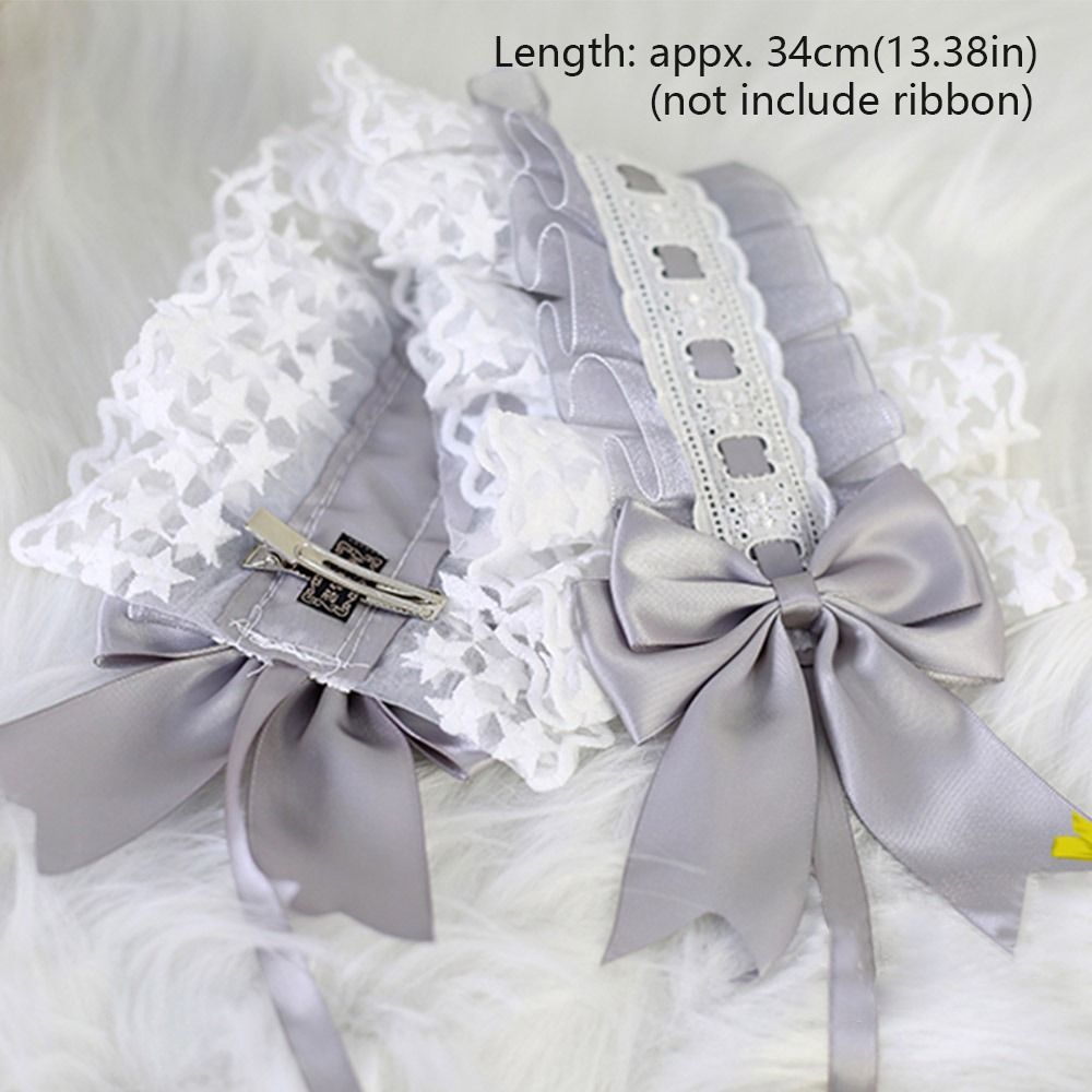 Bande de Sauna à Volants Lolita de Style Japonais, Bandeau avec Nministériels d en Dentelle Brodée d'Étoile Douce, avec Épingles à Cheveux, Coiffure de Cosplay de Demoiselle d'Honneur