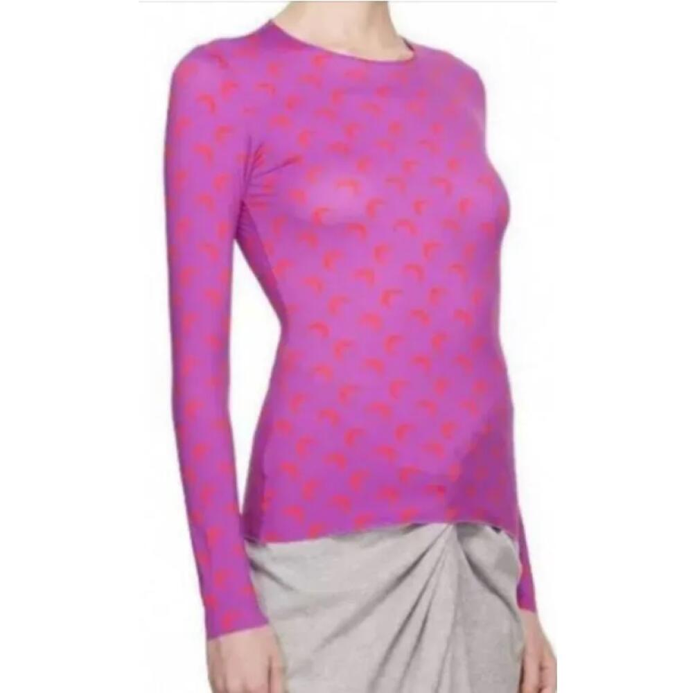 Chemise à manches longues pour femmes, hauts à la mode coréenne, motif de lune violette, doux, élastique, Slim, protection solaire en soie glacée, t-shirt polyvalent, automne