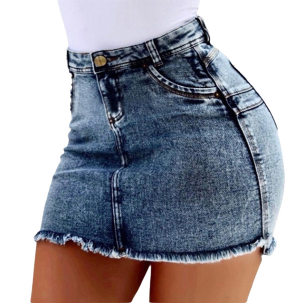2025 Mini jupe femmes lavage Mini femme jupes courtes été femmes Sexy Denim jupe jupes pour femmes genou longueur décontracté