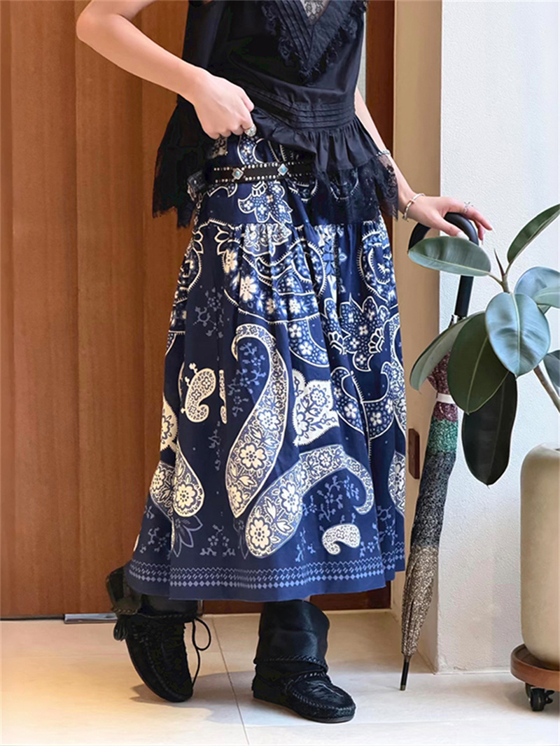 Ensemble 2 pièces bohème Paisley pour femme : haut court à nouer + jupe midi à taille élastique – Tenue de vacances