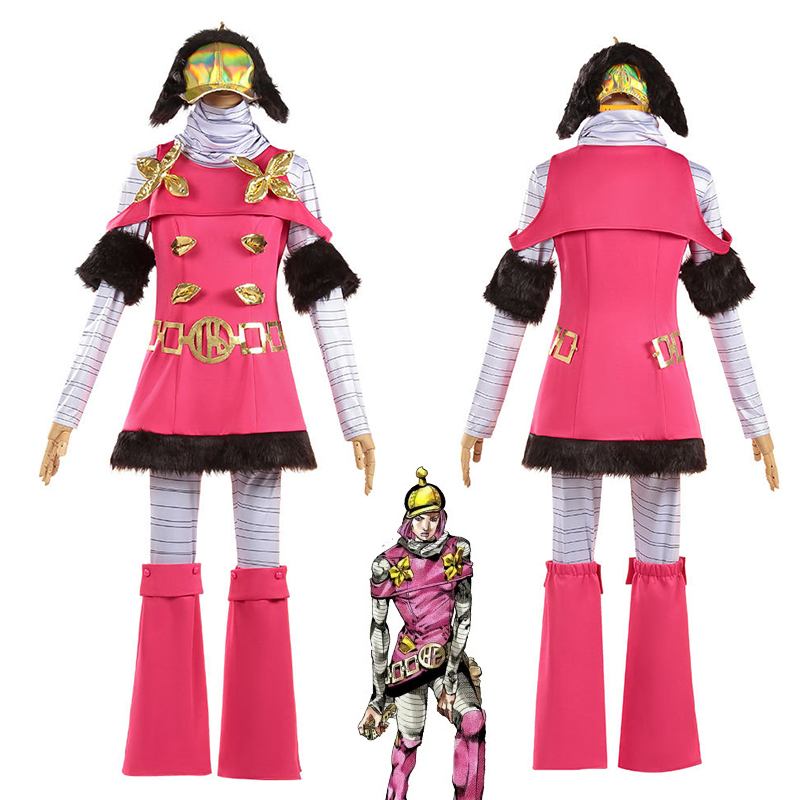 Costume de cosplay Anime JOJO Hot Pants pour adulte, uniforme de performance, costume rose rouge, vêtements de carnaval d'Halloween