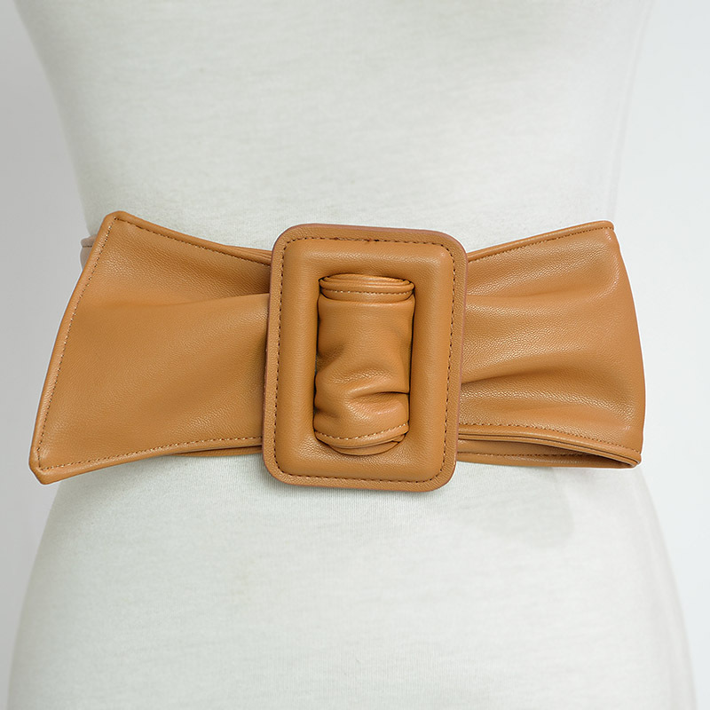 Ceinture large en cuir noir effet peau de mouton pour femme, élégante, style vintage, en PU