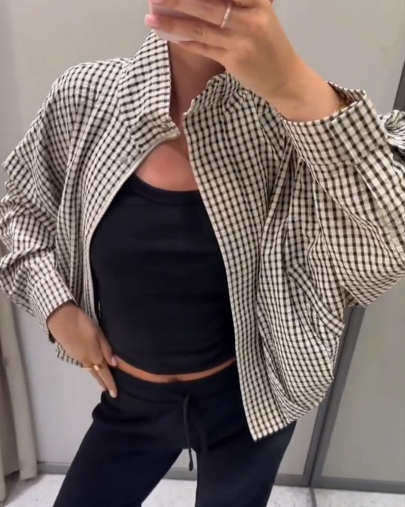 Veste pour femme 2026 Nouvelle collection automne à manches longues, coupe ample, à carreaux, décontractée, élégante, chic, originale, oversize, vêtement d'extérieur pour femme