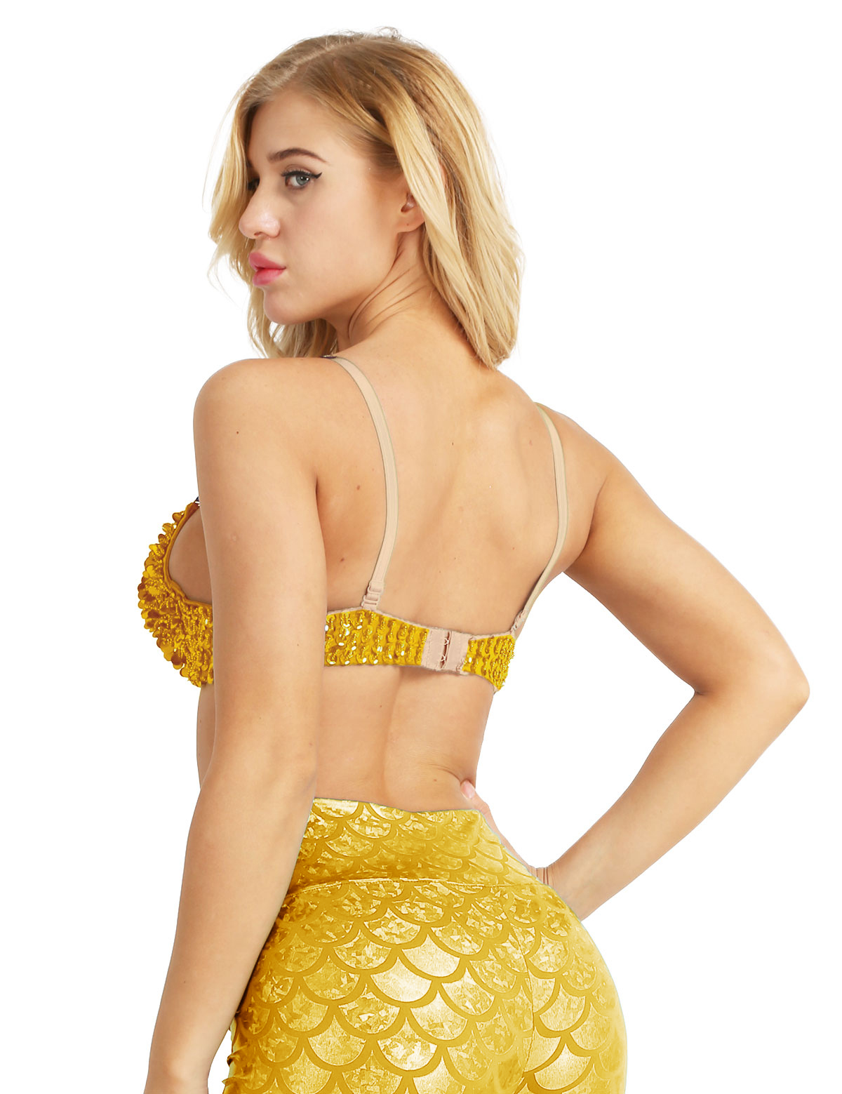 Soutien-Gorge Rembourré à Paillettes et Perles pour Femme, Costume de brevpour Boîte de Nuit, Rave, Ventre, à la Mode