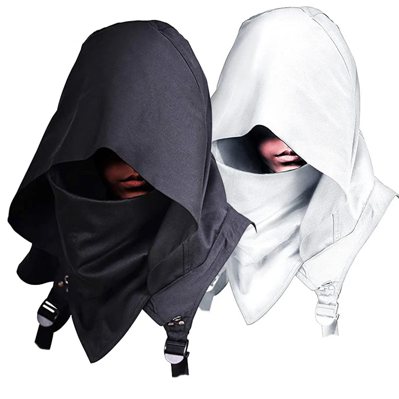 Cape à capuche pour adultes, Costumes Cyberpunk, accessoire païen, Cosplay, chapeau d'assassin médiéval, tenue de guerrier et usage quotidien