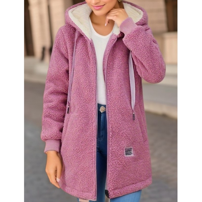 Manteau d'hiver à capuche pour femme, sweat-shirt épais doublé de polaire, cardigan, veste en laine d'agneau, nouveau style tendance pour l'hiver
