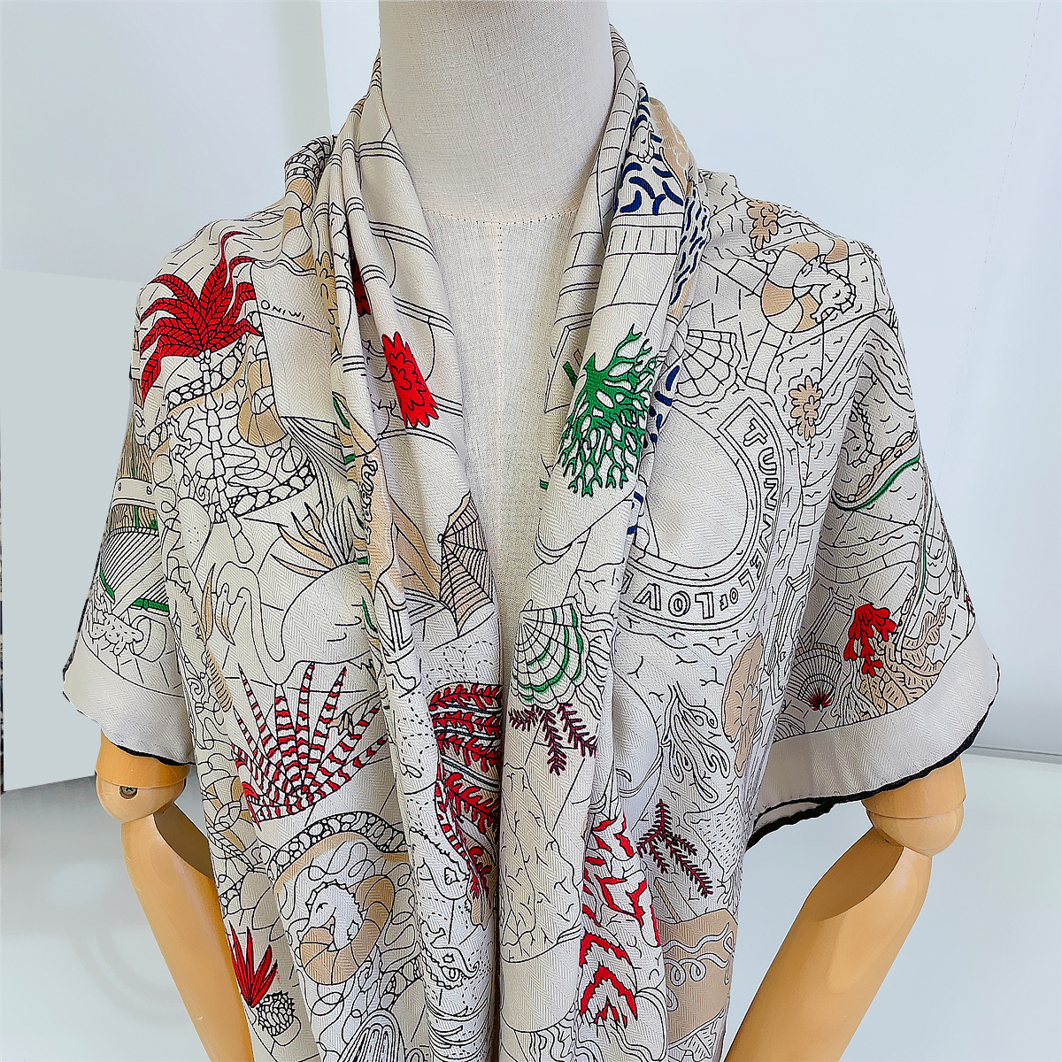 Écharpe thermique en cachemire pour femme, châles roulés à la main, écharpes carrées à imprimé aquarium, enveloppes bandana, grands hijabs, hiver, 130cm