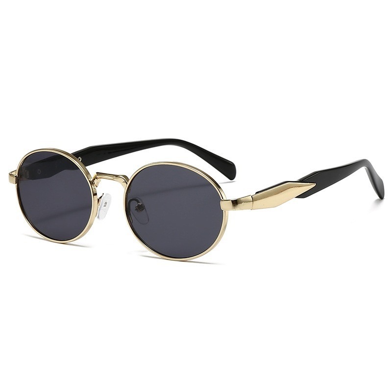 Lunettes de soleil ovales rétro pour hommes et femmes, monture en métal tendance, parfaites pour les activités de plein air