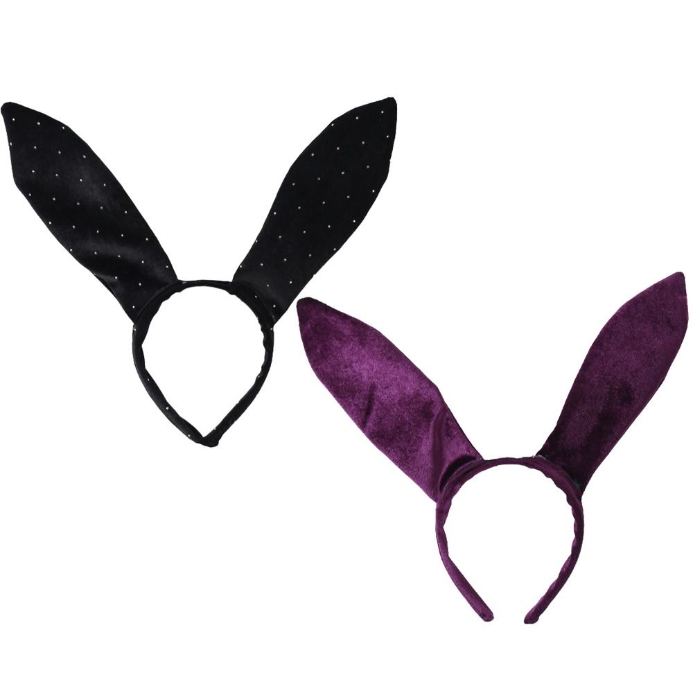 Serre-tête en velours avec grandes oreilles de lapin, accessoires photo, coiffe de fille lapin, accessoires pour cheveux noirs et violets