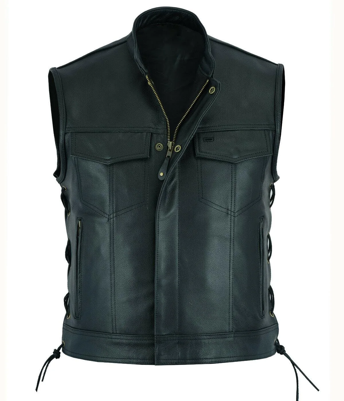 Gilet en cuir Punk mode manteau décontracté moto gilet hommes solide gilet flotte