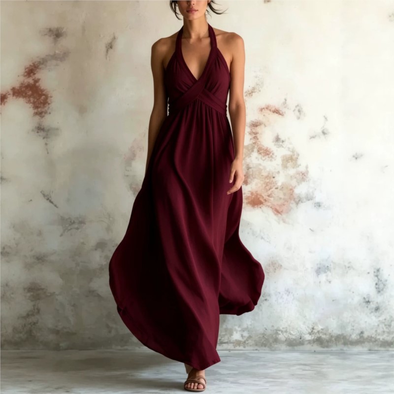 Nouvelle Robe d'été 2026 pour Femme – Sans Manches, Bretelles, Col en V, Décontractée, Ample, Tendance, Confortable, Polyvalente, Simple, Quotidienne, pour le Travail (Vestidos)