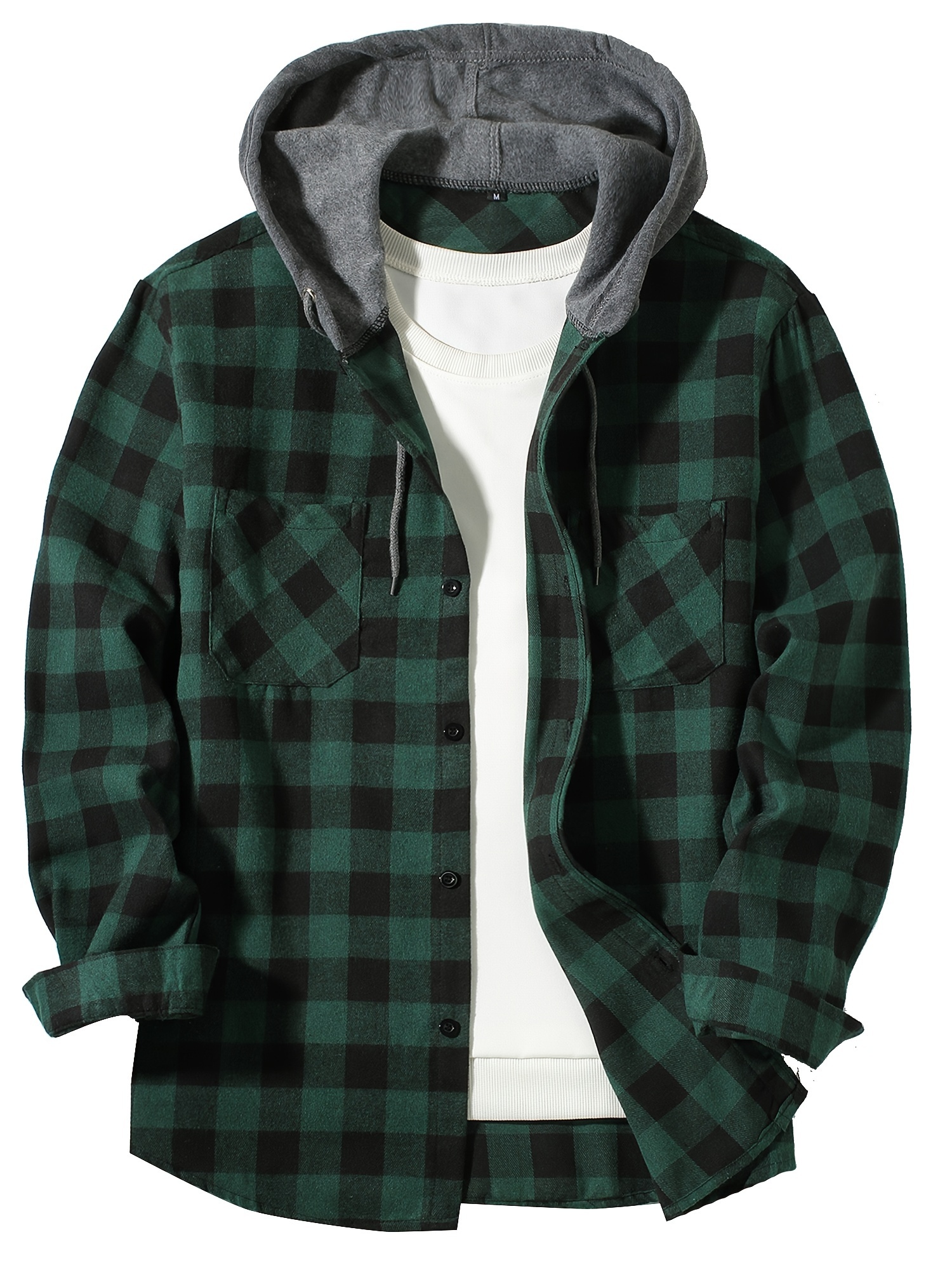 Nouveau manteau printemps-automne pour homme, chemise à capuche à carreaux ample, grande taille, mode décontractée, chemise à manches longues, style streetwear, tailles S-3XL