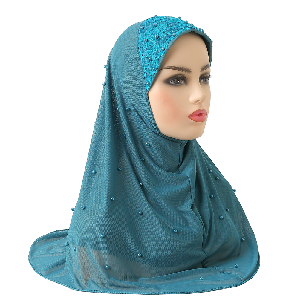 H078 Hijab musulman pour filles, foulard doux en tulle à deux couches, chapeau islamique, turban Amira à enfiler, magnifique foulard pour fille de 10 ans