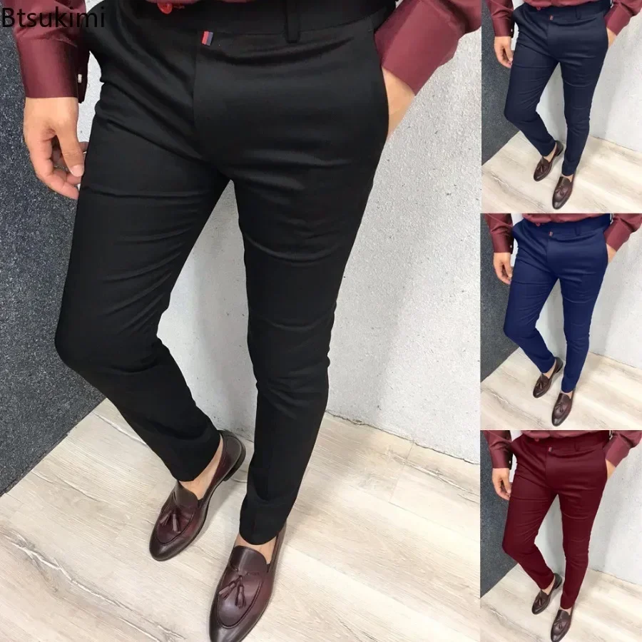 Pantalon décontracté pour hommes, mode quotidienne, formel, taille haute, Slim, solide, polyvalent, petits pieds, quatre saisons, 2026