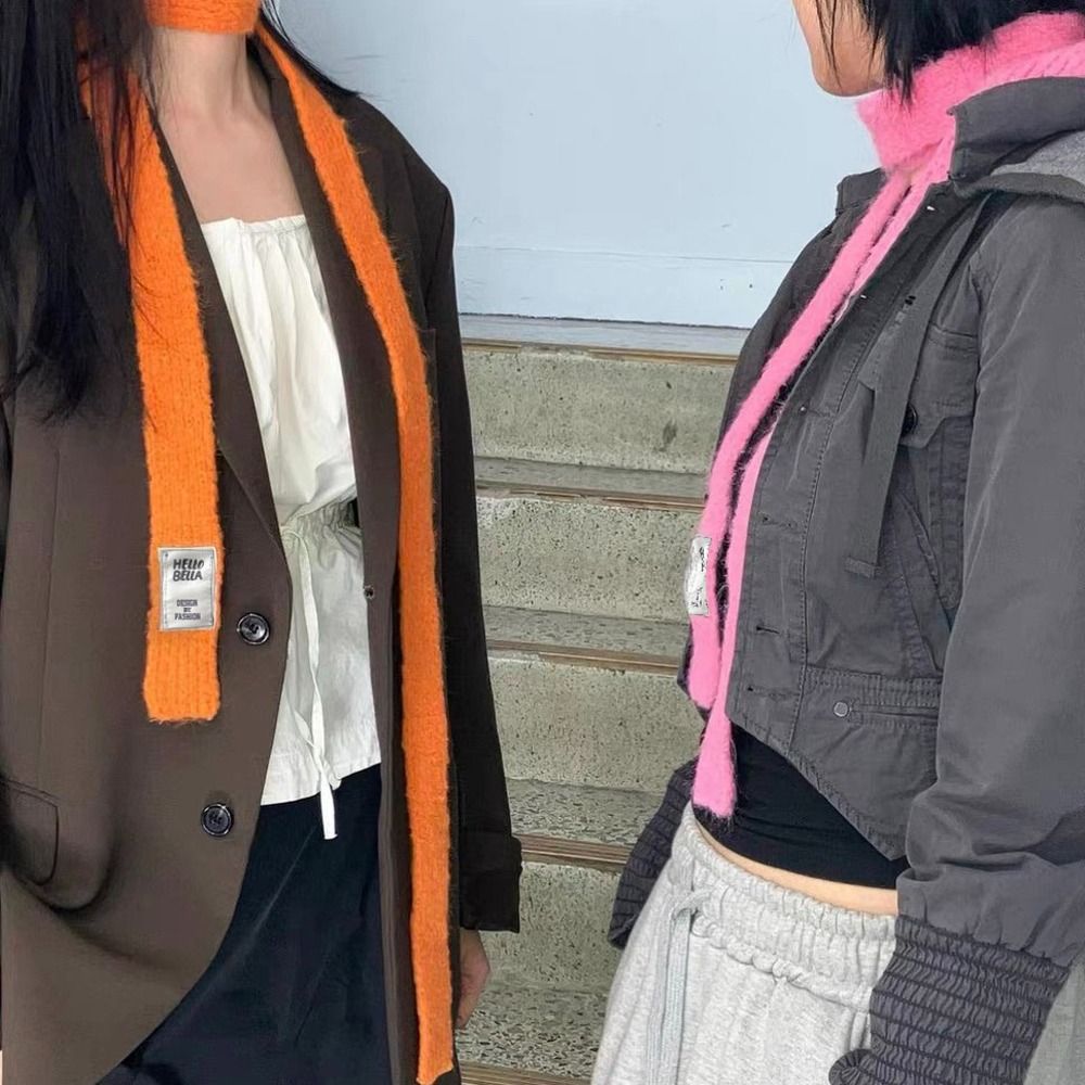 Écharpes Élégantes de Style Coréen avec Lettre Y2K, Mouchoir de la raq, Slim, pour le Cou, pour l'Hiver et l'Automne