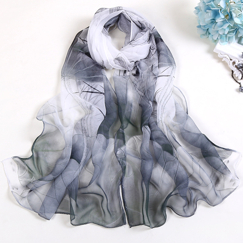 Echarpe en mousseline de soie georgette pour femme, châle long de plage, bandana féminin élégant, écharpes fines, hijab