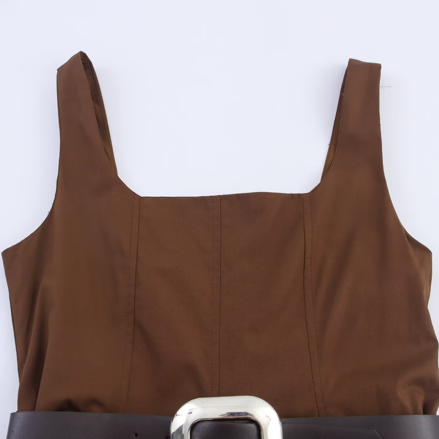 Robe Midi Élégante sans Bretelles avec Ceinture, Style Décontracté et Noble, Tissu Polyester, Nouvelle Collection Été 2025