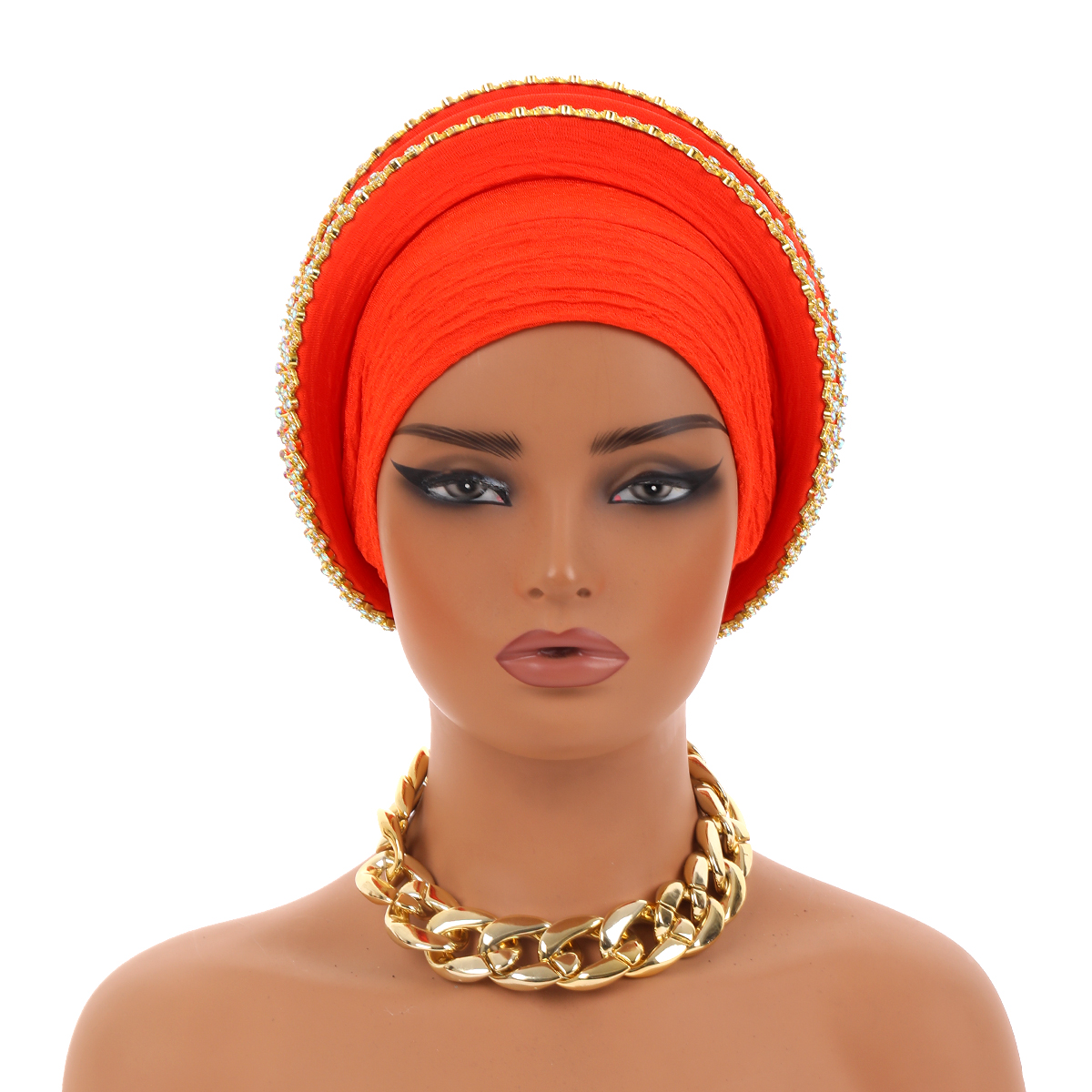 Turbans spirale de luxe en diamants pour femmes, foulards africains, bonnets turban pour femmes, coiffes nigérianes, Gele pour mariage et fête