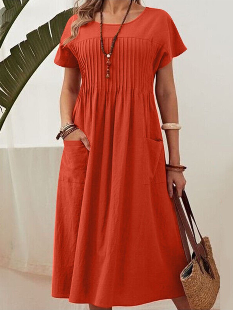 Robe d'été plissée pour femmes, nouvelle collection, coupe ample, style A-Line, décontractée, pour tous les jours, en plein air, pour les vacances, robes longues pour femmes, Robe Femme