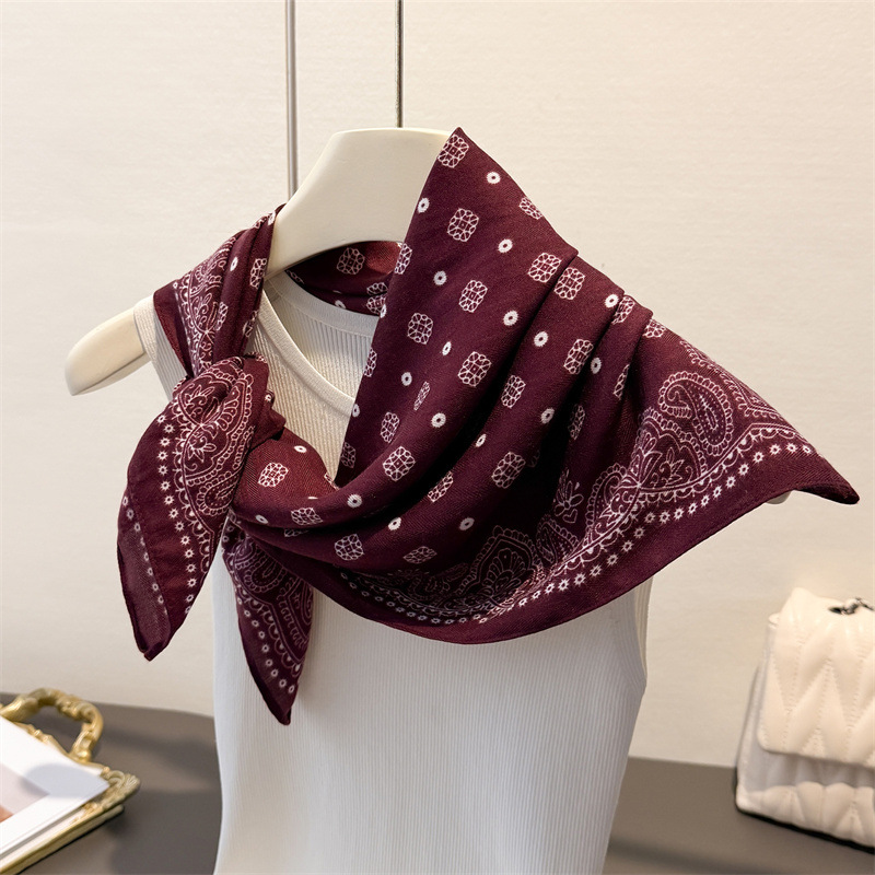 Foulards carrés 65*65cm, imprimé paisley, hijab, sensation coton, foulard pour la tête, femme, printemps, automne, décoration, foulard doux, bandana