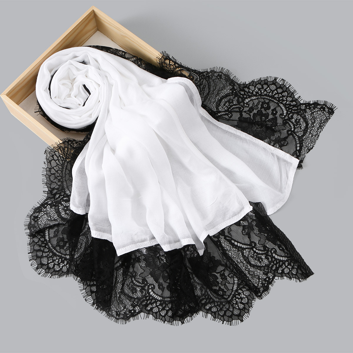 Hijab en rayonne, coton et modal avec dentelle, châles de mode pour femmes, foulards, couvre-chefs, voiles, bandeaux islamiques, turbans du Ramadan