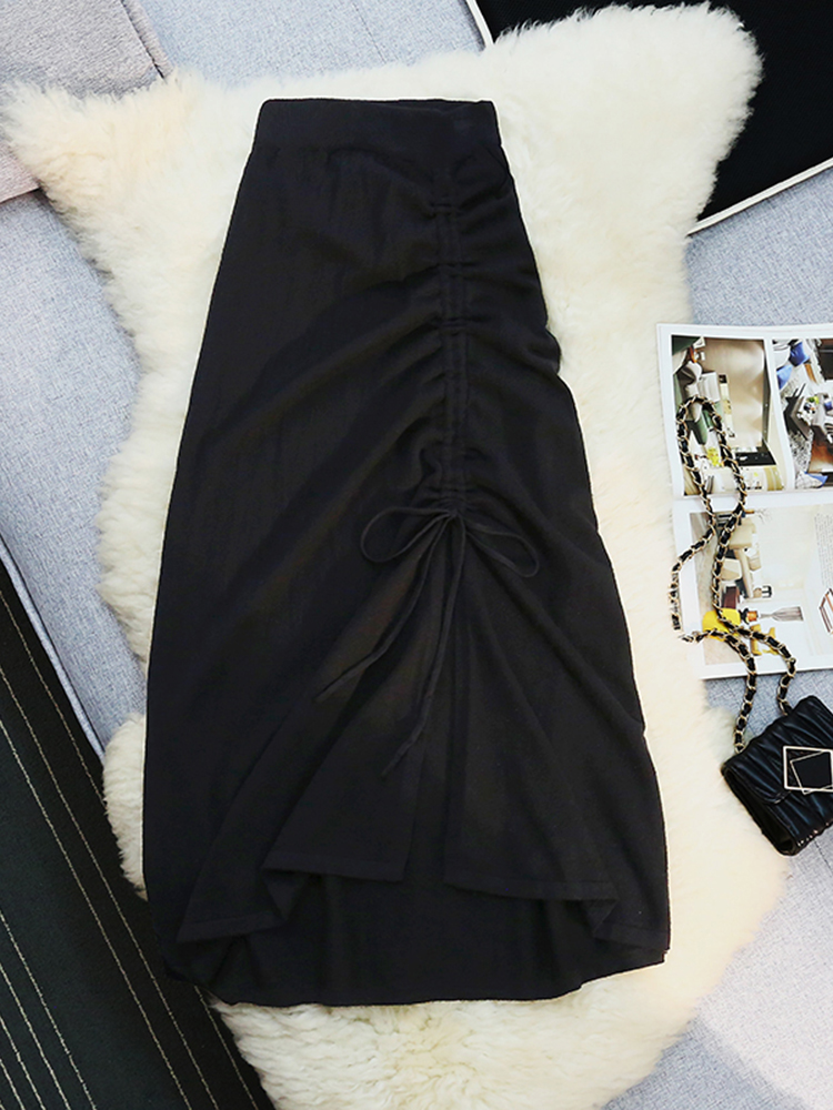 Jupe A-Line polyvalente taille haute pour femme, demi-jupe décontractée, mode coréenne, proximité irrégulière